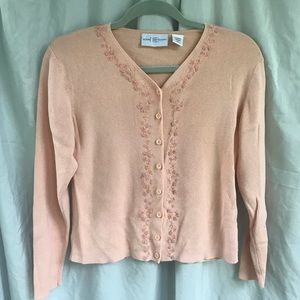 Peach embellished cardigan in GUC